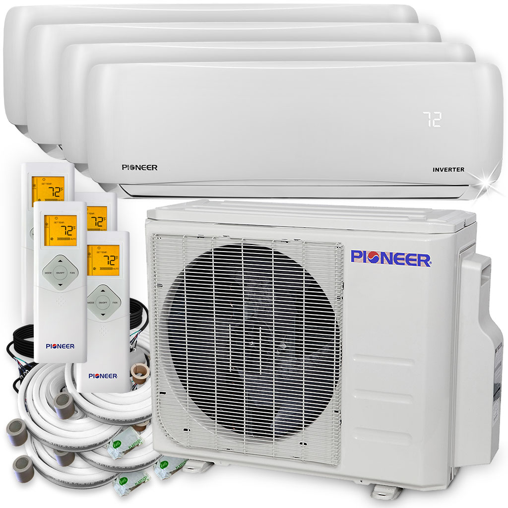 PIONEER 4 Zone QUAD Multi Split 22.5 SEER INVERTER+ Ductless Heat Pump ...